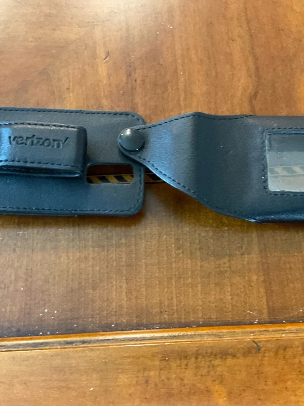 Black Leather Phone Holster Case with Window